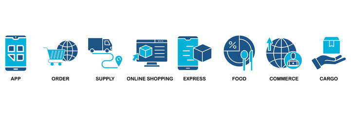 Delivery service icon set vector illustration concept for app, order, online shopping, supply, fast, food, commerce, and cargo