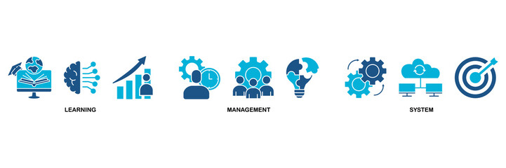LMS icon set vector illustration concept for learning management system, educational courses, training and development programs with online learning, administration, growth, and automation icon