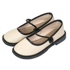 Black and white shoes with a classic round toe, durable sole, and a striking isolated on transparent background. Perfect for fashion, footwear, and luxury styles for kids.
