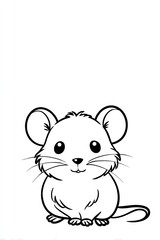 Fototapeta premium Cartoon mouse illustration with simple lines for coloring pages