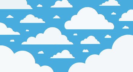 Fluffy white clouds scattered across a bright blue sky