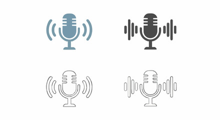 Microphone icons with sound waves