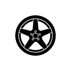 Obraz premium Car wheel tire silhouette icon vector flat illustration design.