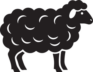 Fluffy Black Sheep or Ram Icon Farm Animal and Wool Industry Vector