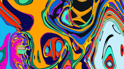 Colorful Fluid and Psychedelic Motion Graphic background, video for Summer Music