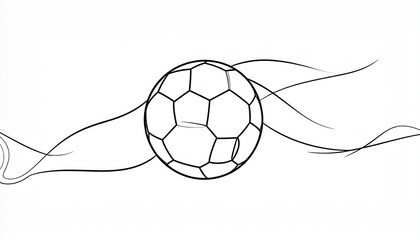 Minimal black and white illustration of a soccer ball in motion. Perfect for sports logos, posters, team graphics, or coloring pages.