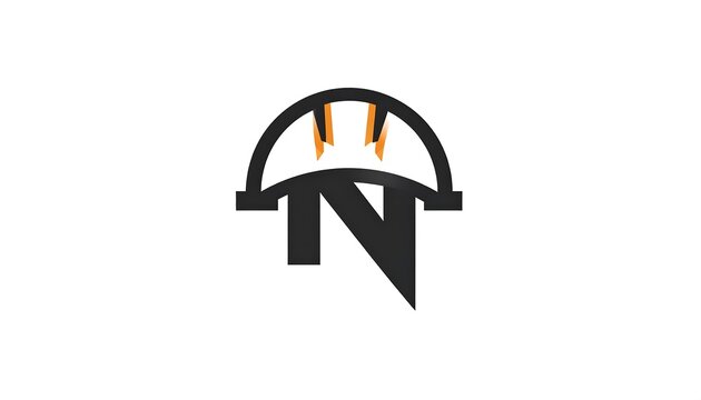 Abstract logo with letter 'N' and helmet
