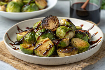 Crispy Charred Brussels Sprouts with Balsamic Drizzle