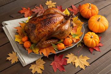 Traditional Golden Roasted Turkey for Thanksgiving Dinner