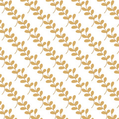Golden Leaf Seamless Pattern in Flat Minimal Style on White Background