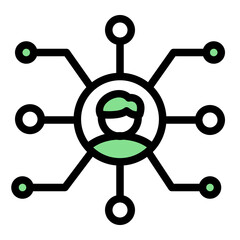 Fototapeta premium Target audience icon in Outline Color Lineal style, representing growth marketing, audience reach, and promotion goals.