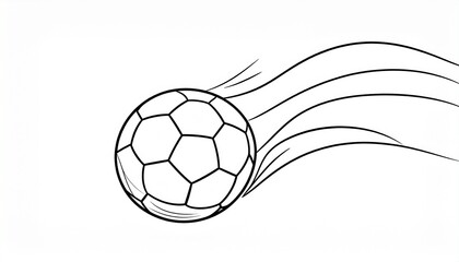 Minimal black and white illustration of a soccer ball in motion. Perfect for sports logos, posters, team graphics, or coloring pages.