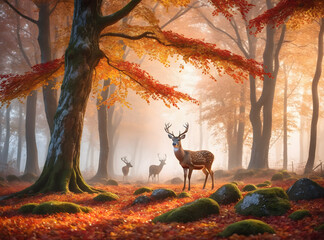 deer in autumn forest