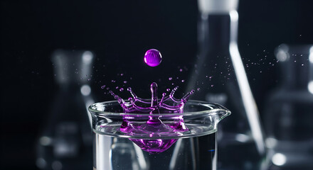 A Purple Chemical Liquid Dropping into a Beaker