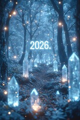 year 2026 on crystals in forest