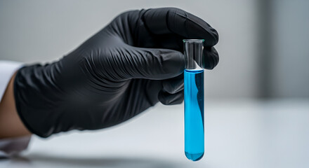 A Scientist's Hand in a Black Glove Holding a Test Tube