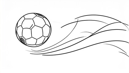Minimal black and white illustration of a soccer ball in motion. Perfect for sports logos, posters, team graphics, or coloring pages.