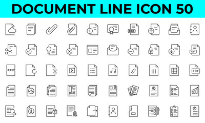 Document icons Pixel perfect. Document icon set. files, message, security. Linear icon collection. Editable stroke. Vector illustration.