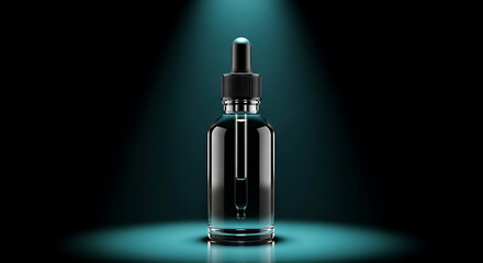 Naklejka premium Dropper Bottle Minimalist 3D Mockup Dark Mode