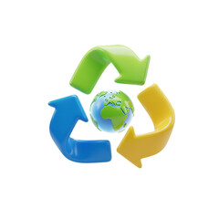 3D Recycle Symbol Eco Friendly Sustainability Icon isolated on transparent background png