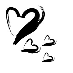 Isolated transparent hand drawn heart line art banner background