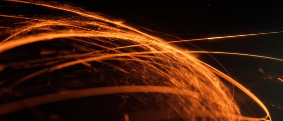 Vibrant fiery sparks and glowing streaks create dynamic motion and abstract light effects in a captivating digital art background with intense energy and luminous glow