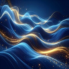 Abstract wavy lines with glowing particles