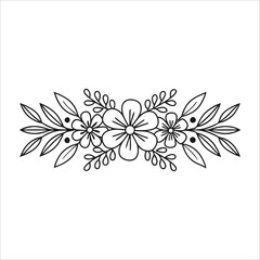 flower, vector, nature, leaf, floral, plant, art, design, summer, blossom, decoration, flora, element, leaves,  Flowers Vector, Editable Flower Vector, Line art, floral, graphic, Horizontal Floral Div