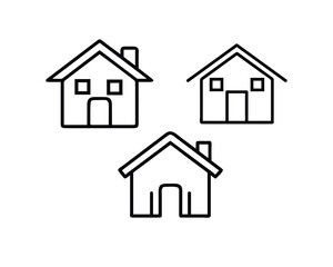  house and home icon set in black vector illustration