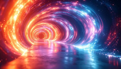 Abstract animated light tunnel dynamic one perspective, background, color representing Action, bending render warped D twisting