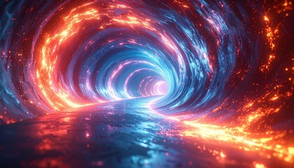 Abstract perspective, twisting one Action, representing animated bending render background, D warped dynamic color light tunnel