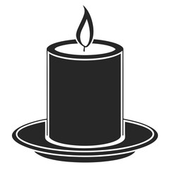 Silhouette of candle in holder, black fill, white background