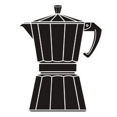 Silhouette of electric kettle, black fill, white background