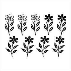 flower, vector, nature, leaf, floral, plant, art, design, summer, blossom, decoration, flora, element, leaves,  Flowers Vector, Editable Flower Vector, Line art, floral, graphic, Horizontal Floral Div