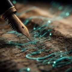 Elegant vintage pen with metallic nib and detailed craftsmanship perfect for artistic writing calligraphy and creative expression in professional stationery collections
