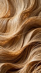 Fototapeta premium Wavy Blonde Hair Texture — Golden Strands Macro Background for Beauty & Salon