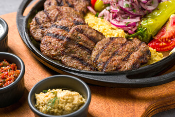 Turkish meatball traditional kofte. Spicy meatballs Kebab or Kebap