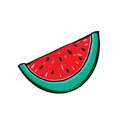 Red Watermelon Fruit Slice cartoon illustration. Ripe watermelon and juicy piece on a white
