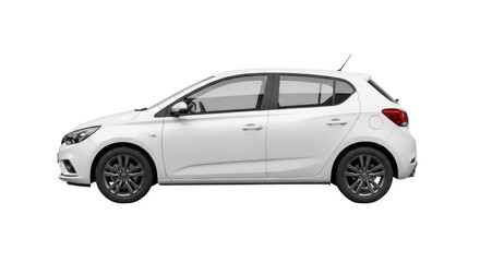 White Hatchback Car transparent bg, cutout PNG