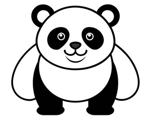 Fototapeta premium panda, illustration outline isolated on white background