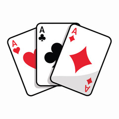 Three aces playing cards gambling casino game of chance concept icons flat design illustration