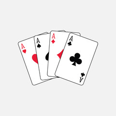 Four aces and a king of hearts poker hand displayed with subtle texture and elegant design elements illustration