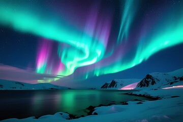 Naklejka premium aurora over the sea