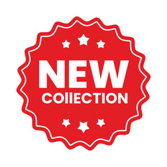 Bold Red 'NEW COLLECTION' Starburst Badge Vector Illustration