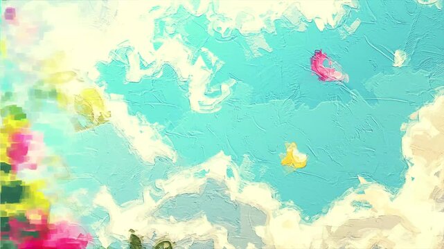 Various oil paintings, flowers, chrysanthemums, roses, peonies, landscapes, butterflies, bees