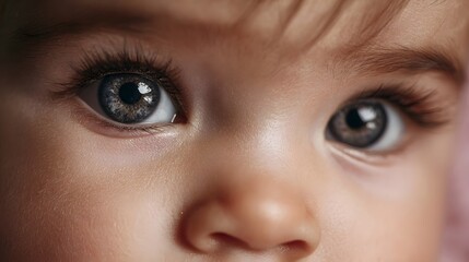 ro photograph of a baby s innocent blue grey eyes and soft skin showcasing delicate eyelashes and a clear focus on facial details