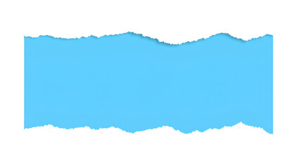 Ripped Paper with Copy Space: A digitally enhanced image showcasing a piece of torn paper against a solid blue background. The jagged edges of the ripped paper create a frame for a clear space.