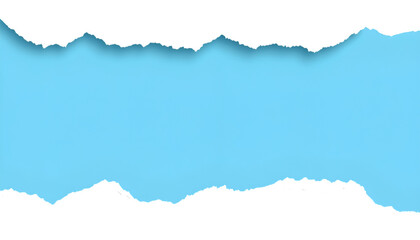 Ripped Paper reveal: An artistic composition featuring ripped paper reveals a tranquil light blue space in this close-up capture, with an element of anticipation.