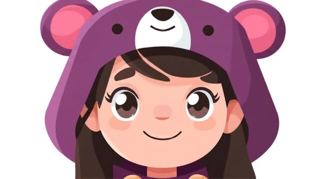 Smiling girl in bear costume vector illustration for various uses