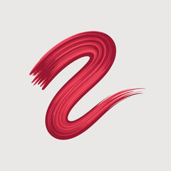 Elegant Crimson Brushstroke on Beige Background | Minimalist Red Paint Stroke with Glossy Texture | Abstract Lipstick-Style Red Brush Art